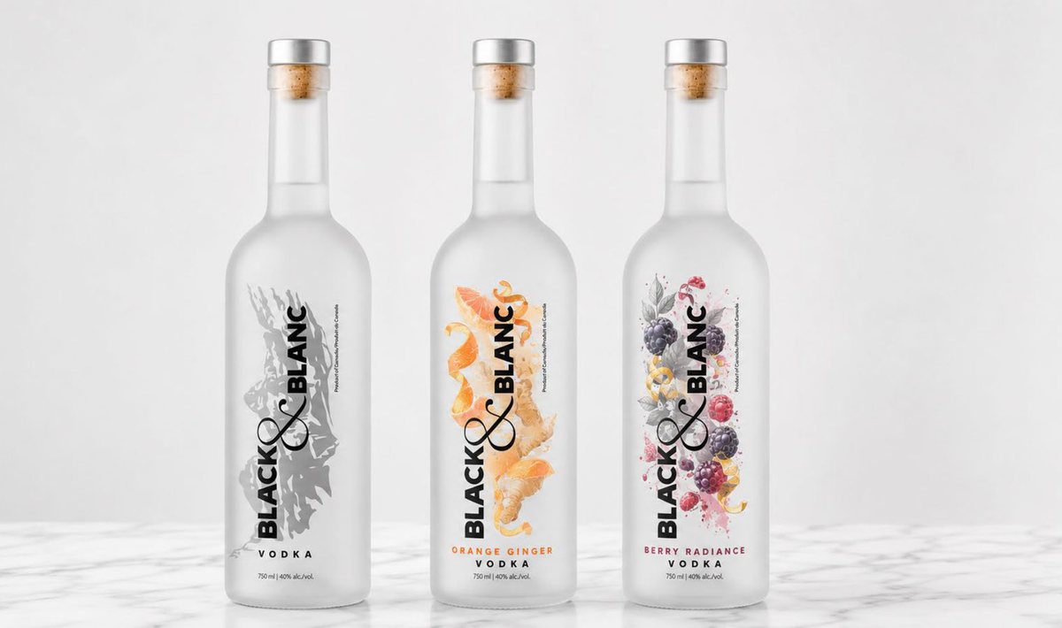 Black and Blanc Vodka range by The Canadian Barons - Classic, Orange Ginger, Berry Radiance