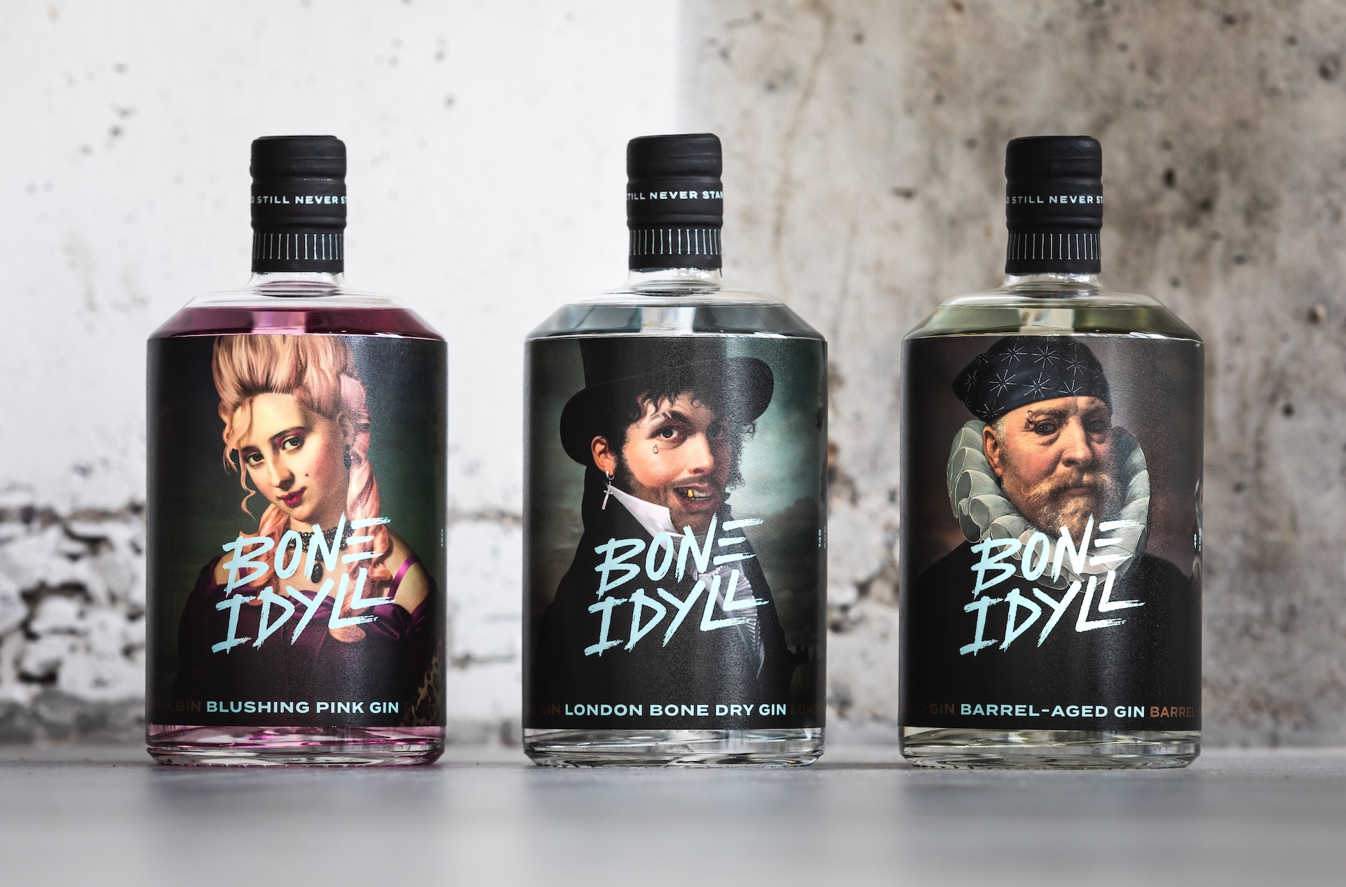 Bone Idyll Gin collection - Blushing Pink, London Bone Dry, Barrel Aged premium gin