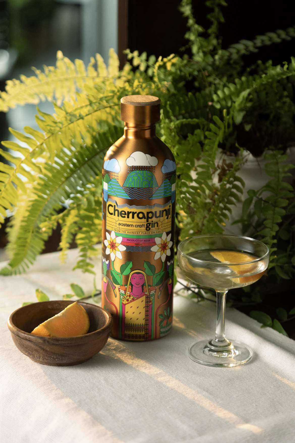 Cherrapunji Eastern Craft Gin copper bottle from Meghalaya India - from the rainiest place on earth
