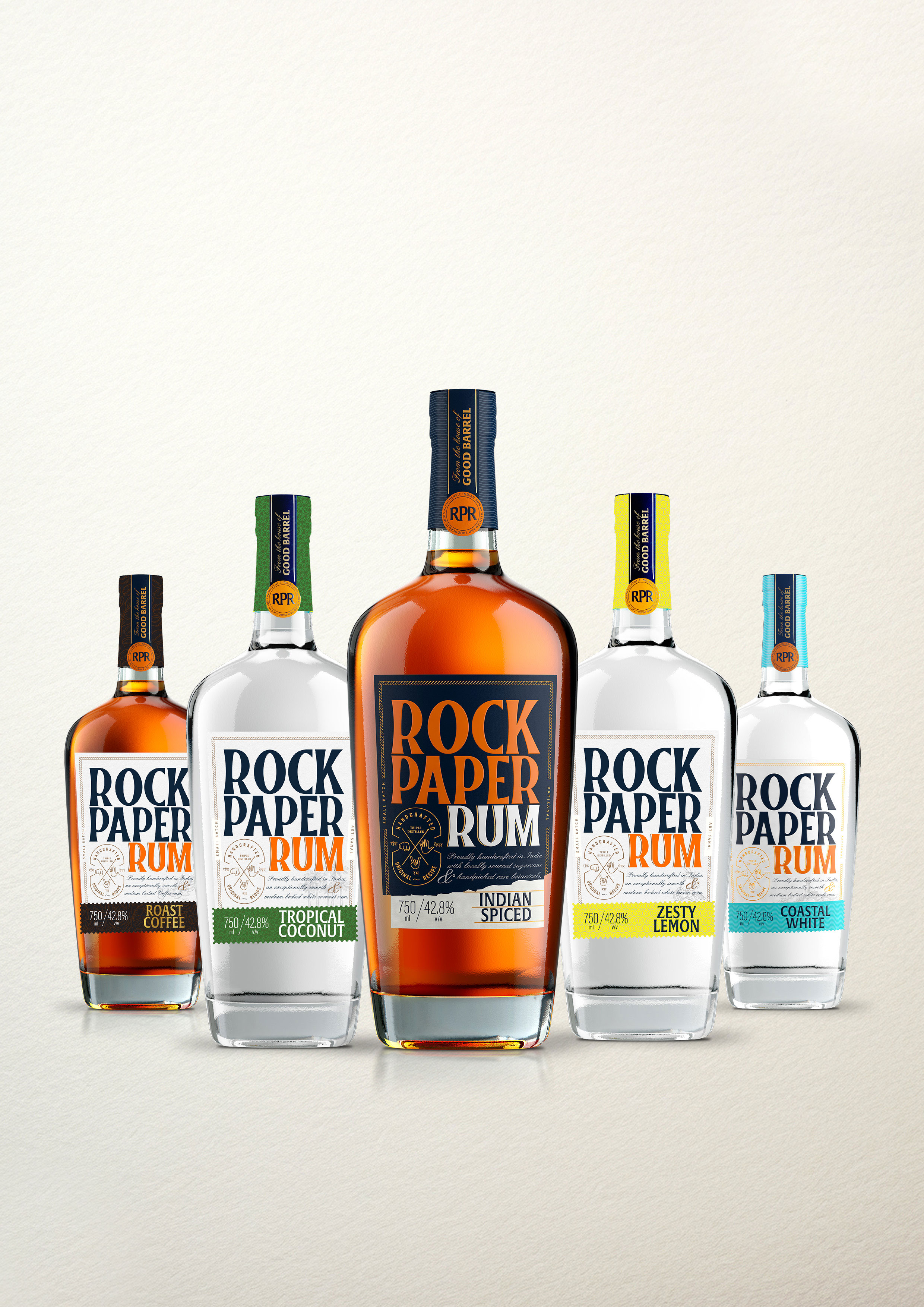 Rock Paper Rum full collection - Indian Spiced, Coastal White, Tropical Coconut, Roast Coffee, Zesty Lemon