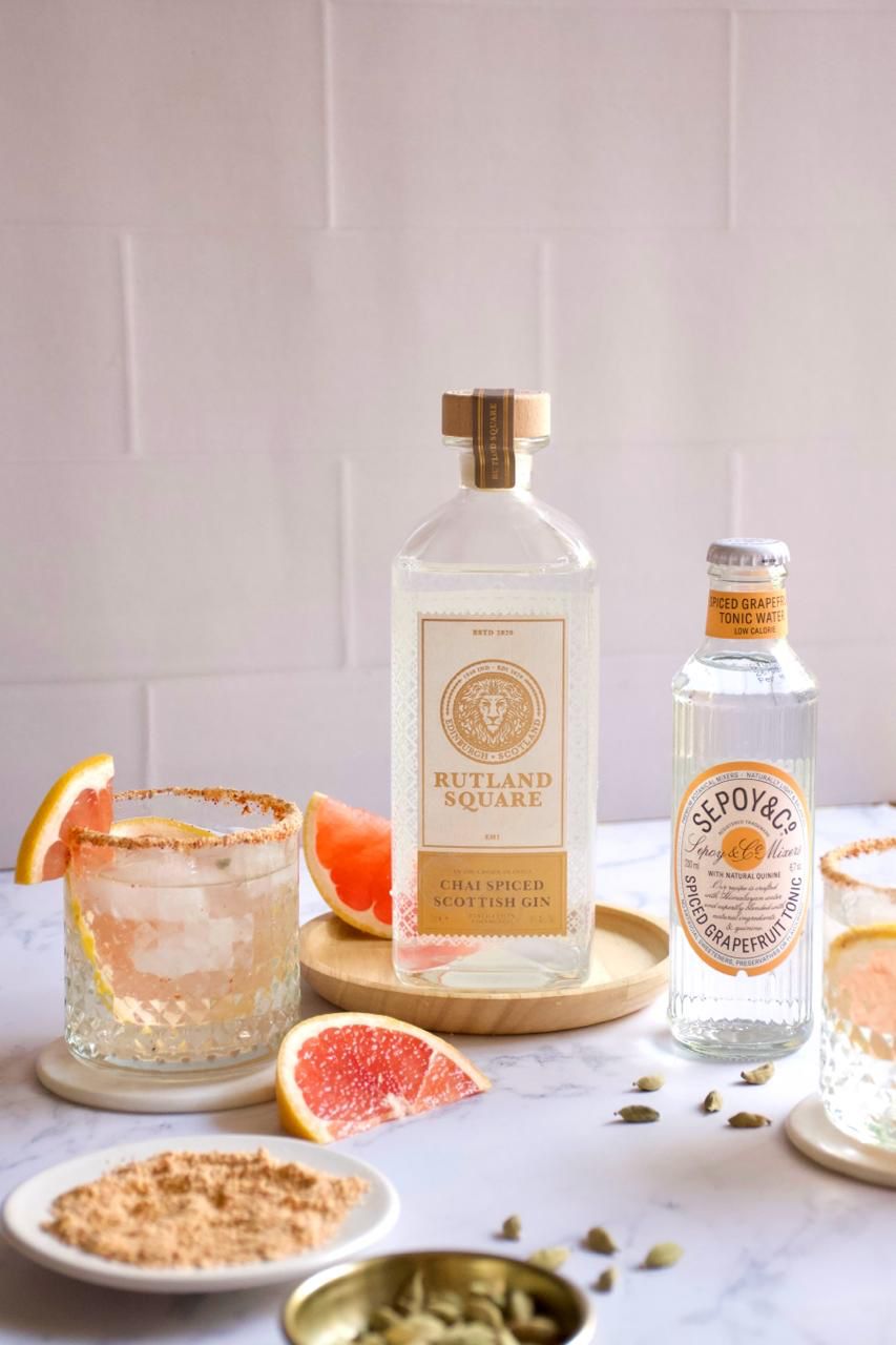 Rutland Square Chai Spiced Scottish Gin with grapefruit cocktail